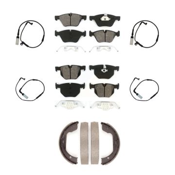 Front Rear Semi-Metallic Disc Brake Pads And Wear Sensors Kit (7Pc) For BMW 525i KSW-100288