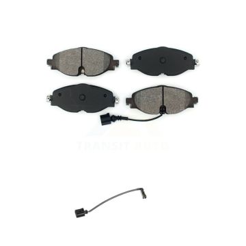 Front Semi-Metallic Brake Pad Extra Wear Sensor Kit For 16 Audi TT Quattro Base with 2.0L KSW-100322