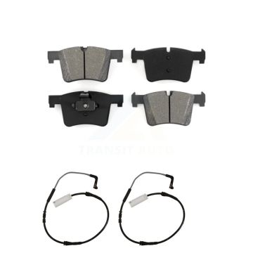 Front Semi-Metallic Brake Pads Wear Sensor Kit For 12 BMW 328i with Black Painted Caliper KSW-100448