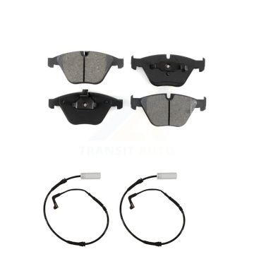 Front Semi-Metallic Disc Brake Pads And Wear Sensors Kit For 2008 BMW 328i 3.0L KSW-100450