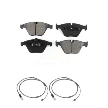 Front Semi-Metallic Disc Brake Pads And Wear Sensors Kit For 2010 BMW 535i Base with 3.0L KSW-100459