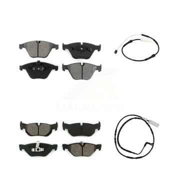 Front Rear Semi-Metallic Disc Brake Pads And Wear Sensors Kit For 2011 BMW 328i 3.0L KSW-100676