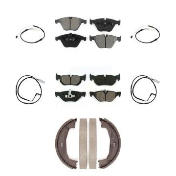 Front Rear Semi-Metallic Disc Brake Pads And Wear Sensors Kit (7Pc) For BMW 328i KSW-100694