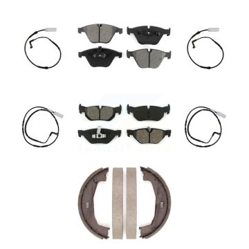 Front Rear Semi-Metallic Disc Brake Pads And Wear Sensors Kit (7Pc) For BMW 328i KSW-100695