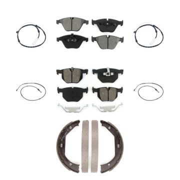Front Rear Semi-Metallic Disc Brake Pads And Wear Sensors Kit (7Pc) For BMW 335i xDrive KSW-100697