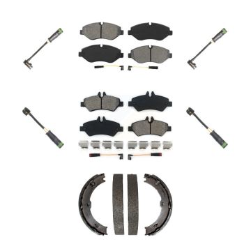 Front Rear Semi-Metallic Disc Brake Pads And Extra Wear Sensors Kit (7Pc) For KSW-100699