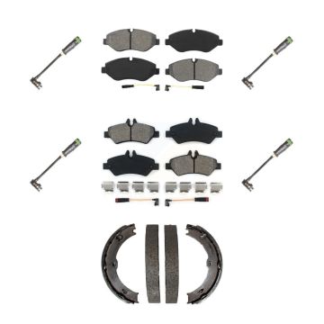 Front Rear Semi-Metallic Disc Brake Pads And Extra Wear Sensors Kit (7Pc) For KSW-100700