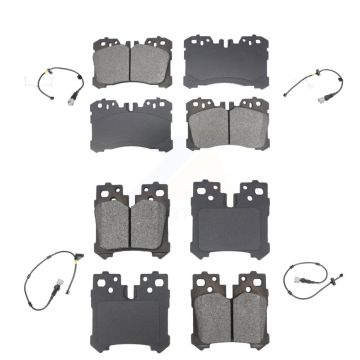 Front Rear Semi-Metallic Disc Brake Pads And Wear Sensors Kit (6Pc) For Lexus LS460 KSW-100709