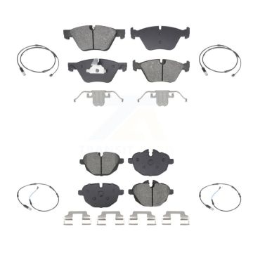 Front Rear Semi-Metallic Disc Brake Pads And Wear Sensors Kit For BMW 528i KSW-100726