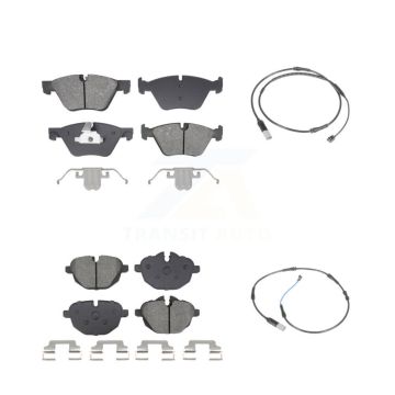 Front Rear Semi-Metallic Disc Brake Pads And Wear Sensors Kit For BMW 528i KSW-100739