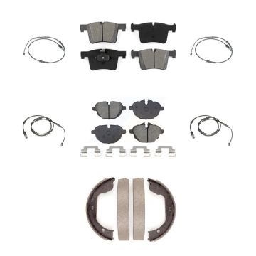 Front Rear Semi-Metallic Disc Brake Pad & Wear Sensor Kit (7Pc) For 2011 BMW X3 xDrive28i KSW-100834