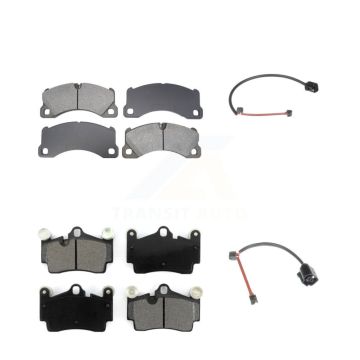 Front Rear Semi-Metallic Disc Brake Pads And Wear Sensors Kit For Porsche Cayenne KSW-100844