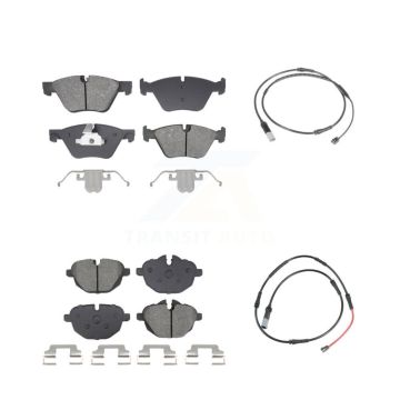 Front Rear Semi-Metallic Disc Brake Pads And Wear Sensors Kit For BMW 528i KSW-100856