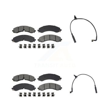 Front Rear Semi-Metallic Brake Pads Wear Sensor Kit For GMC Chevrolet Sierra 2500 HD 3500 KSW-100857