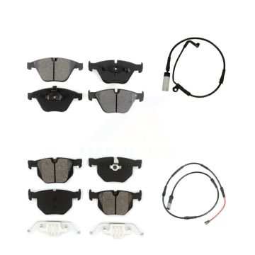 Front Rear Semi-Metallic Brake Pad And Wear Sensor Kit For 2009-2010 BMW 528i xDrive 3.0L KSW-100868