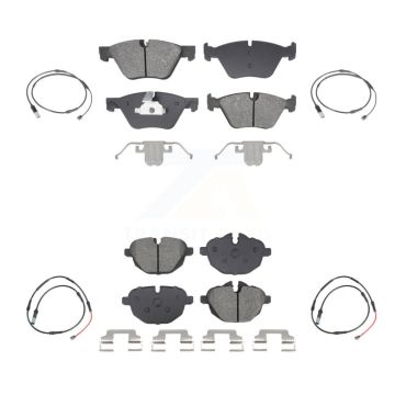 Front Rear Semi-Metallic Disc Brake Pads And Wear Sensors Kit For BMW 528i KSW-100879