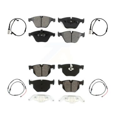 Front Rear Semi-Metallic Brake Pad And Wear Sensor Kit For 2009-2010 BMW 528i xDrive 3.0L KSW-100883