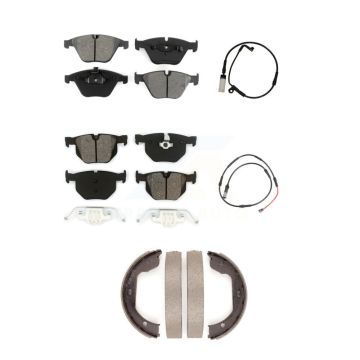 Front Rear Semi-Metallic Brake Pad & Wear Sensor Kit (5Pc) For 09-10 BMW 528i xDrive 3.0L KSW-100896