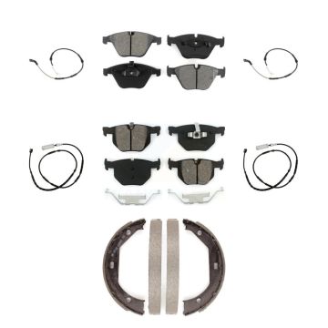 Front Rear Semi-Metallic Brake Pad & Wear Sensor Kit (7Pc) For BMW X1 xDrive35i with 3.0L KSW-100902