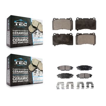 Front Rear Ceramic Brake Pads Kit For 2014 Subaru WRX With 15" Factory Wheels KTC-100003