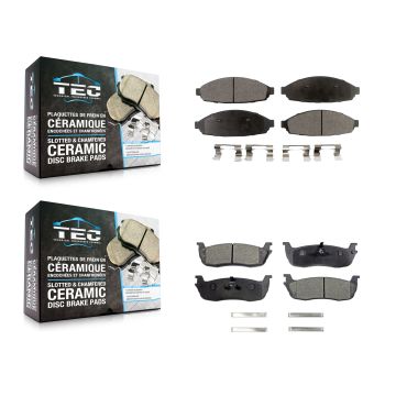 Front Rear Ceramic Brake Pads Kit For 2003-2010 Lincoln Town Car Limousine KTC-100488