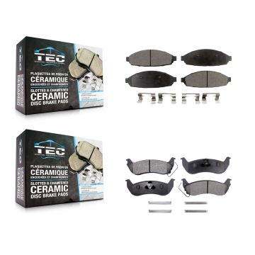 Front Rear Ceramic Brake Pads Kit For Ford Crown Victoria Lincoln Town Car Mercury Grand KTC-100489