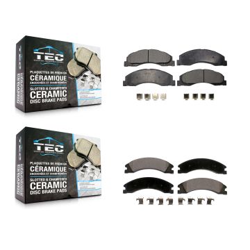 Front Rear Ceramic Brake Pads Kit For Ford E-450 Super Duty KTC-100575
