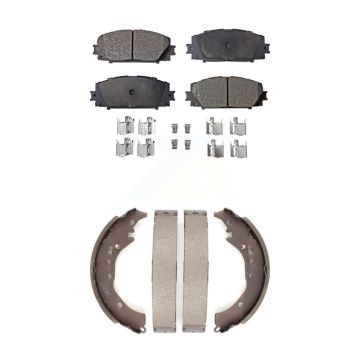 Front Rear Ceramic Brake Pads And Drum Shoes Kit For Toyota Prius C Scion iQ KTN-100024
