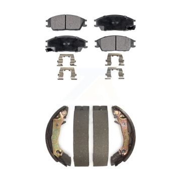 Front Rear Ceramic Brake Pads & Drum Shoes Kit For Hyundai Accent Excel Scoupe Mitsubishi KTN-100066