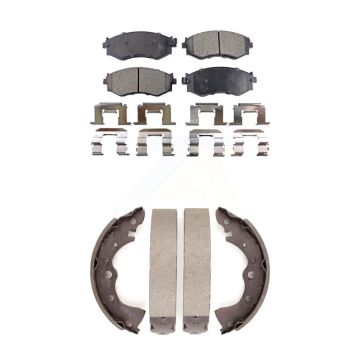 Front Rear Ceramic Brake Pads And Drum Shoes Kit For 2002-2006 Nissan Sentra 1.8L KTN-100069