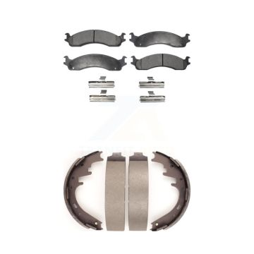 Front Rear Ceramic Brake Pads And Drum Shoes Kit For Dodge B3500 Ram 2500 Van B2500 KTN-100121