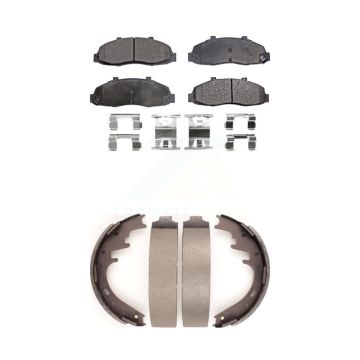 Front Rear Ceramic Brake Pads And Drum Shoes Kit For Ford F-150 KTN-100125