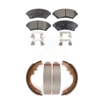 Front Rear Ceramic Brake Pads & Drum Shoe Kit For 97-99 Cadillac DeVille Disc rear brakes KTN-100129