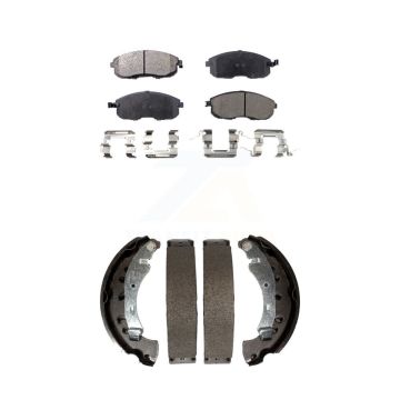 Front Rear Ceramic Brake Pads And Drum Shoes Kit For 2013-2019 Nissan Sentra KTN-100149