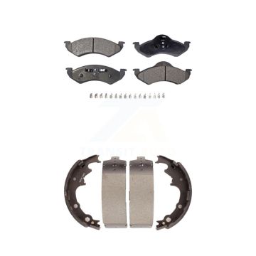 Front Rear Ceramic Brake Pads Drum Shoes Kit For 00-02 Dodge Dakota With 9" Diameter KTN-100154