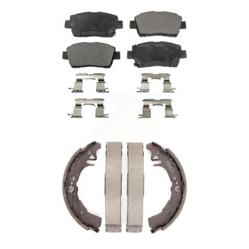 Front Rear Ceramic Brake Pads And Drum Shoes Kit For 2001-2005 Toyota Echo KTN-100157