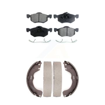 Front Rear Ceramic Brake Pads Drum Shoe Kit For Ford Escape Mazda Tribute Mercury Mariner KTN-100167
