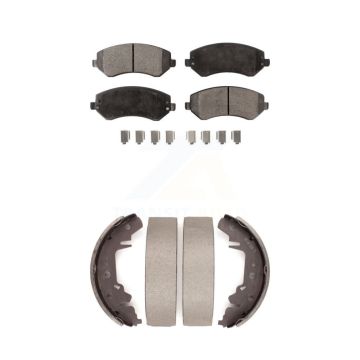 Front Rear Ceramic Brake Pads And Drum Shoes Kit For Dodge Caravan Grand Chrysler Town & KTN-100172