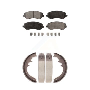 Front Rear Ceramic Brake Pads And Drum Shoes Kit For 2002 Jeep Liberty KTN-100174