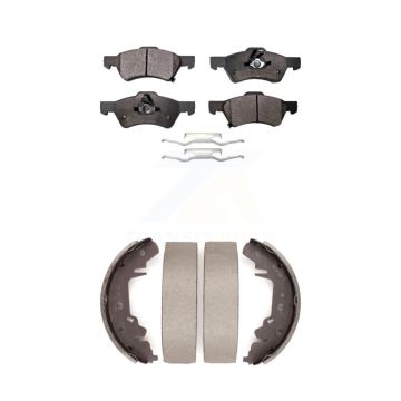 Front Rear Ceramic Brake Pads And Drum Shoes Kit For Dodge Caravan Grand Chrysler Town & KTN-100175