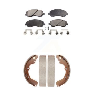 Front Rear Ceramic Brake Pads Drum Shoe Kit For Chrysler Sebring Mitsubishi Eclipse Dodge KTN-100182