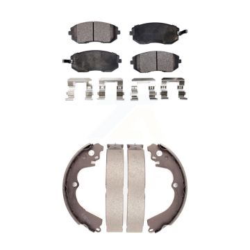 Front Rear Ceramic Brake Pads And Drum Shoes Kit For Subaru Forester Impreza Outback KTN-100205