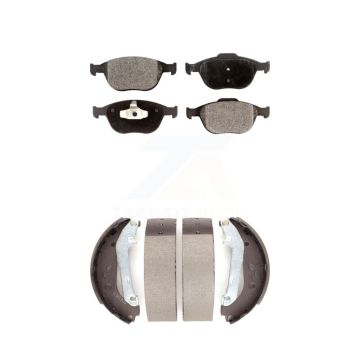 Front Rear Ceramic Brake Pads And Drum Shoes Kit For 2010-2013 Ford Transit Connect KTN-100217