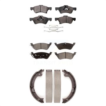 Front Rear Ceramic Brake Pads & Parking Shoes Kit For Dodge Grand Caravan Chrysler Town KTN-100519