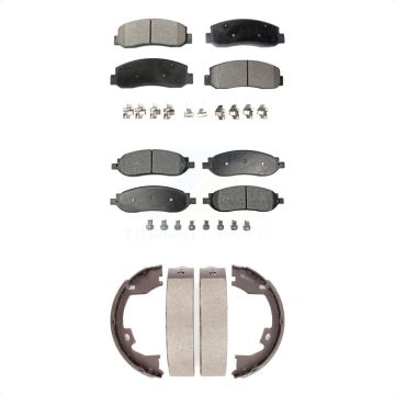 Front Rear Ceramic Brake Pads Parking Shoes Kit For 2005-2007 Ford F-350 Super Duty F-250 KTN-100524