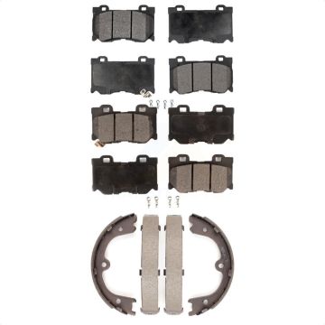 Front Rear Ceramic Brake Pads And Parking Shoes Kit For 2009-2013 INFINITI FX50 KTN-100532