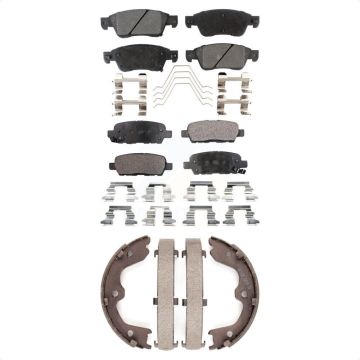 Front Rear Ceramic Brake Pads And Parking Shoes Kit For INFINITI G35 Q60 KTN-100535