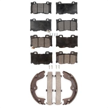 Front Rear Ceramic Brake Pads Parking Shoes Kit For 08-13 INFINITI G37 With Brembo Brakes KTN-100536