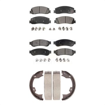 Front Rear Ceramic Brake Pads And Parking Shoes Kit For Ford F-350 Super Duty F-250 KTN-100572