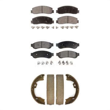 Front Rear Ceramic Brake Pads And Parking Shoes Kit For 2012 Ford F-350 Super Duty F-250 KTN-100576
